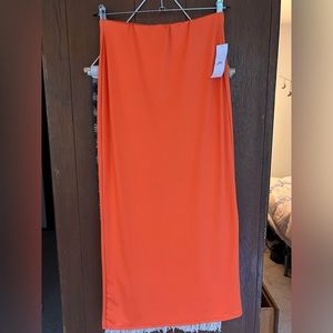 New Urban Outfitters Dominique Minimalist Maxi Skirt Sz M Orange